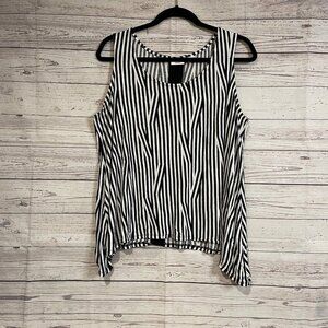 Cato Black and White Sleeveless Tank with Sharkbite Hemline, Size 18/20W